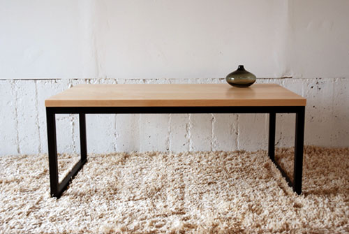 ローテーブル メープル無垢材とスチール黒脚 c3028  イメージ-4