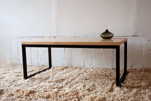 ローテーブル メープル無垢材とスチール黒脚 c3028  イメージ-2