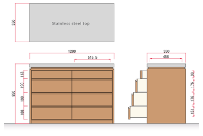 ステンレスの厚天板キッチンボード ブラックチェリー c5054  イメージ-1